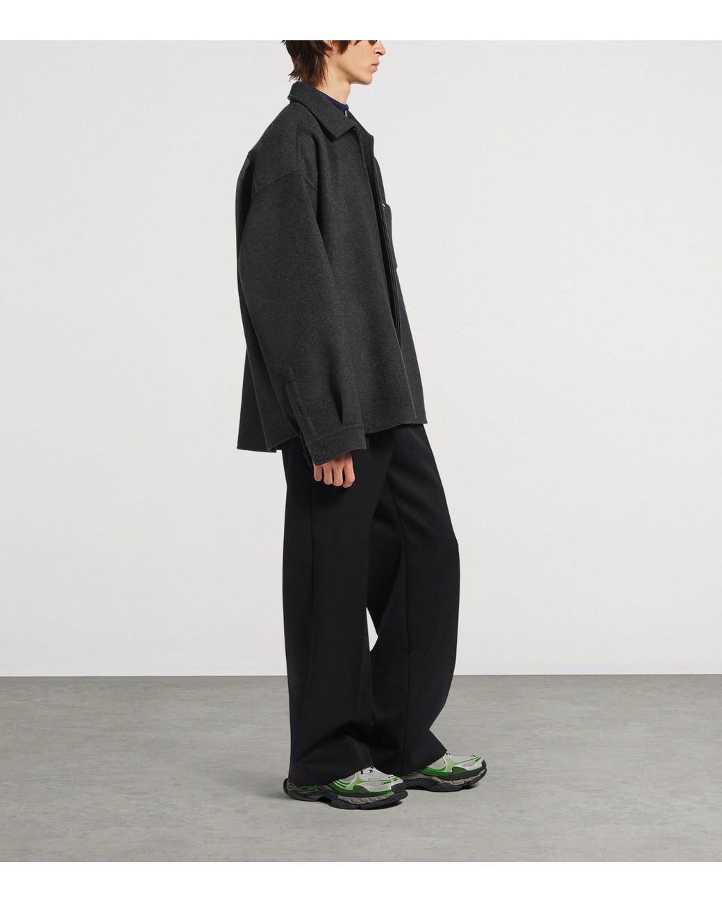 Balenciaga Black Wool Oversized Zip-Up Overshirt for men
