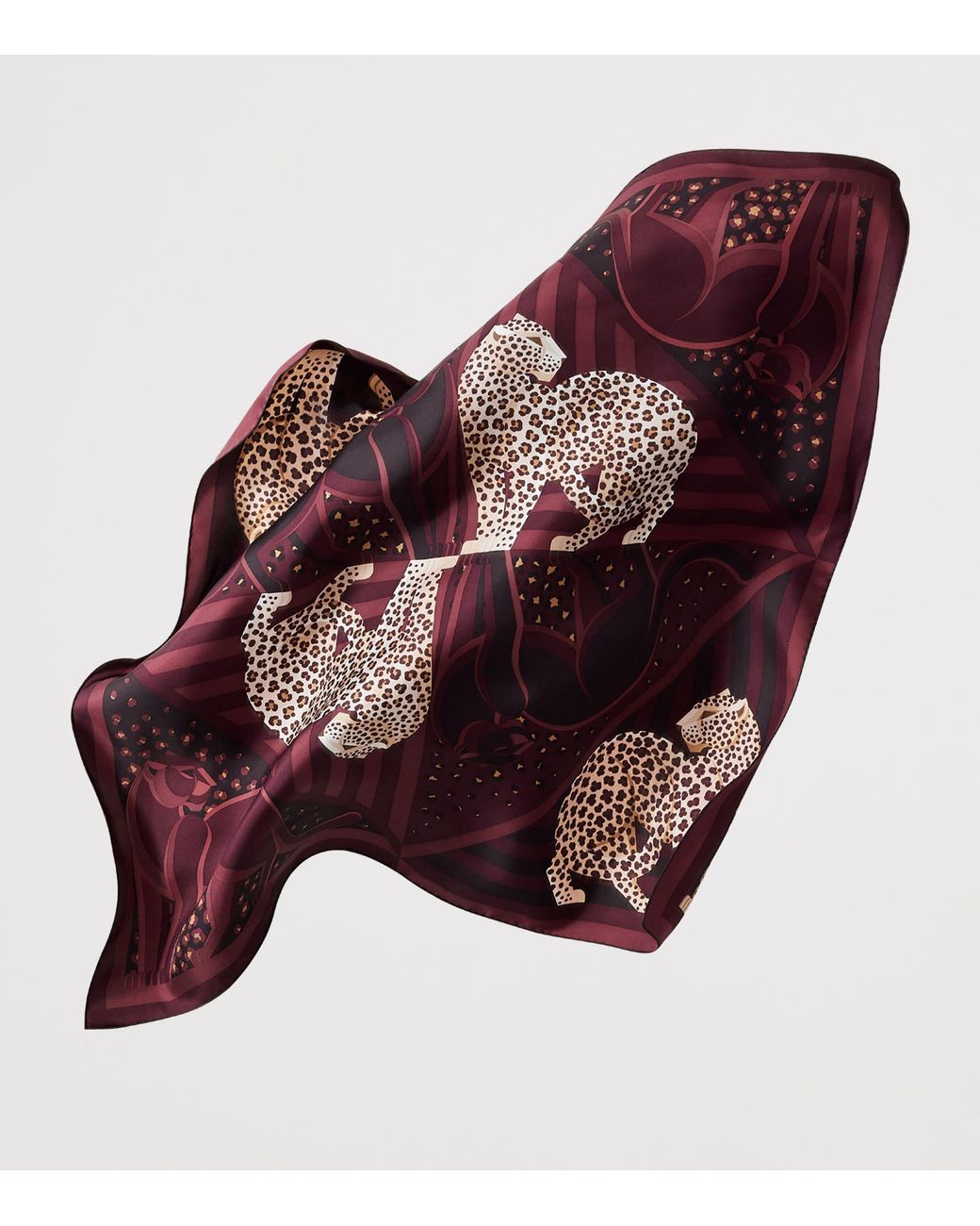 Cartier Purple Silk Panthère Illusion Scarf