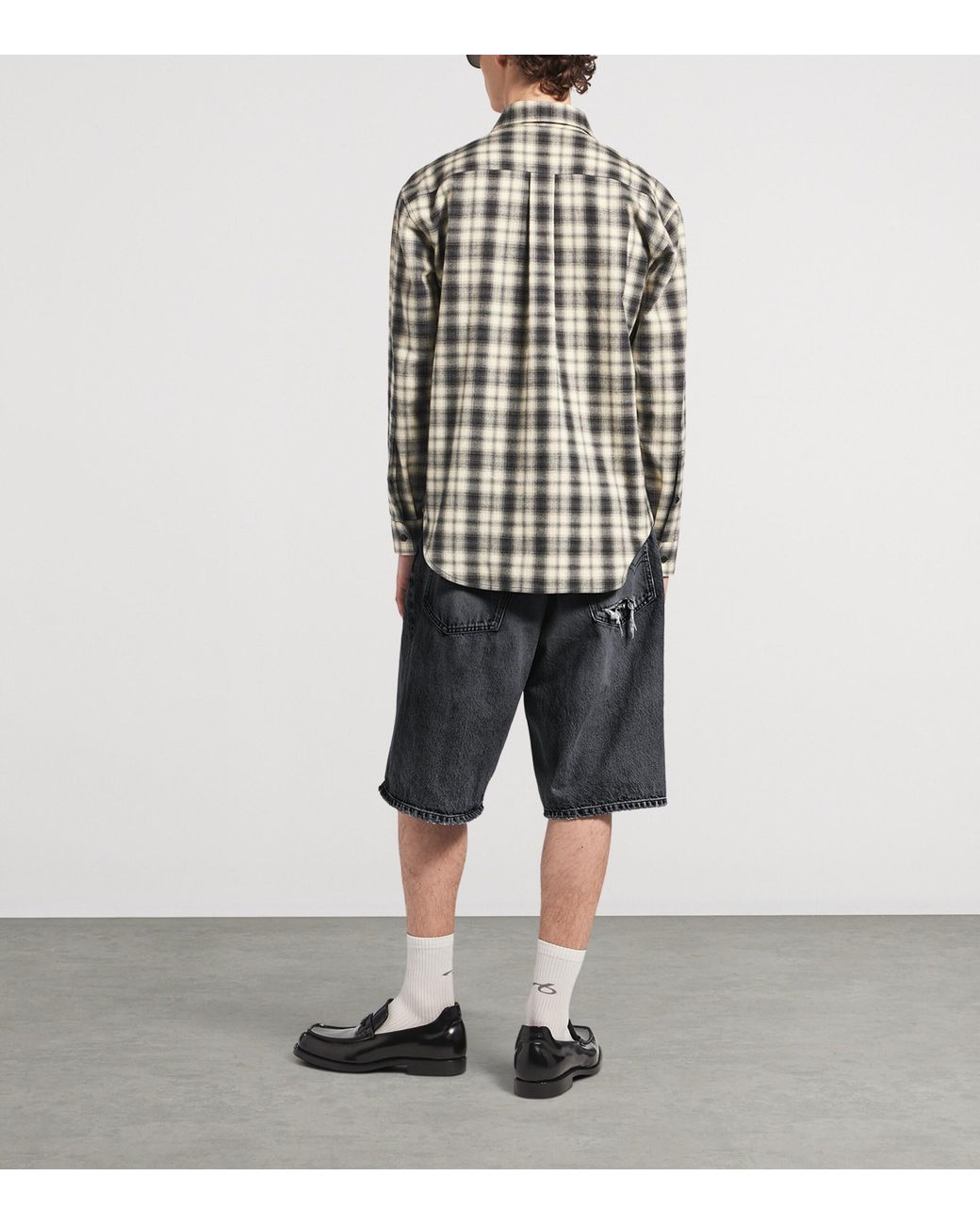 Balenciaga White Cotton Plaid Shirt for men
