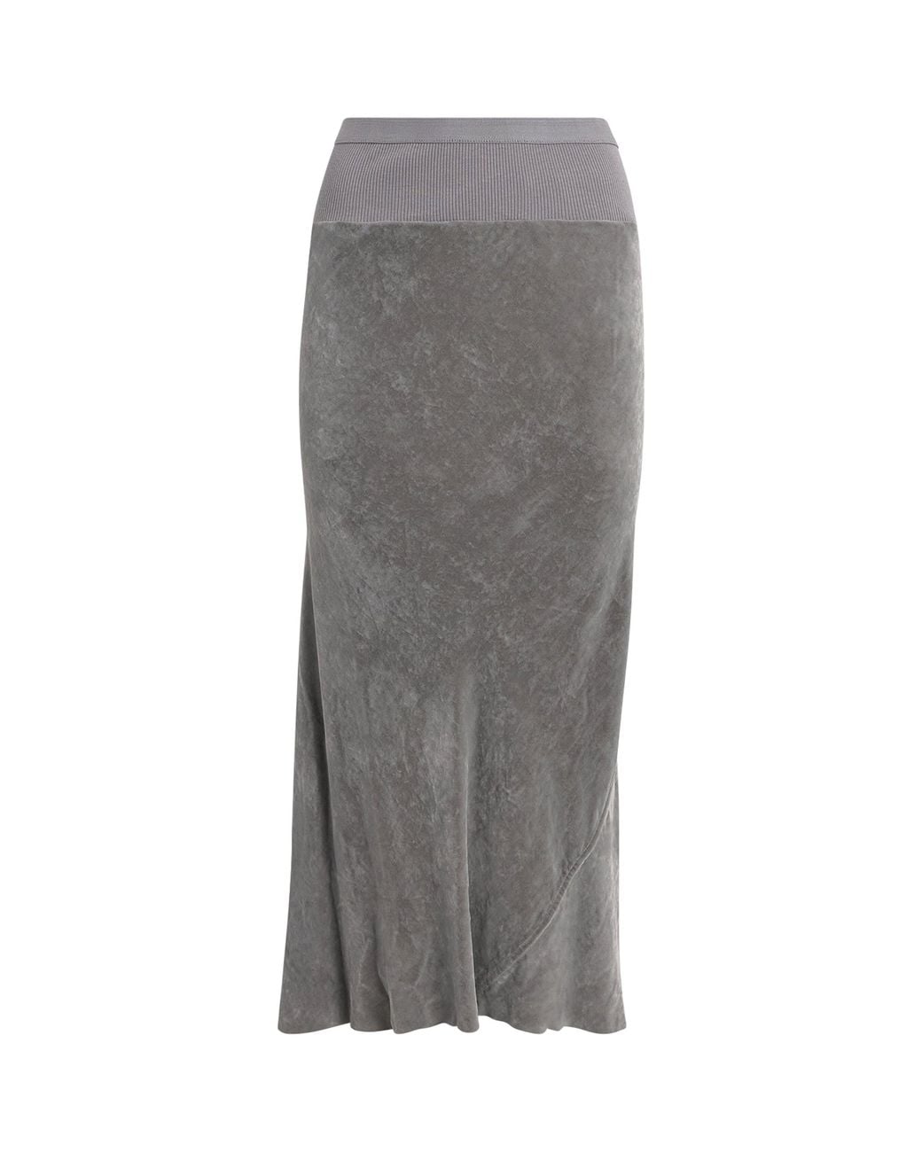 Rick Owens Gray Velvet Midi Slip Skirt