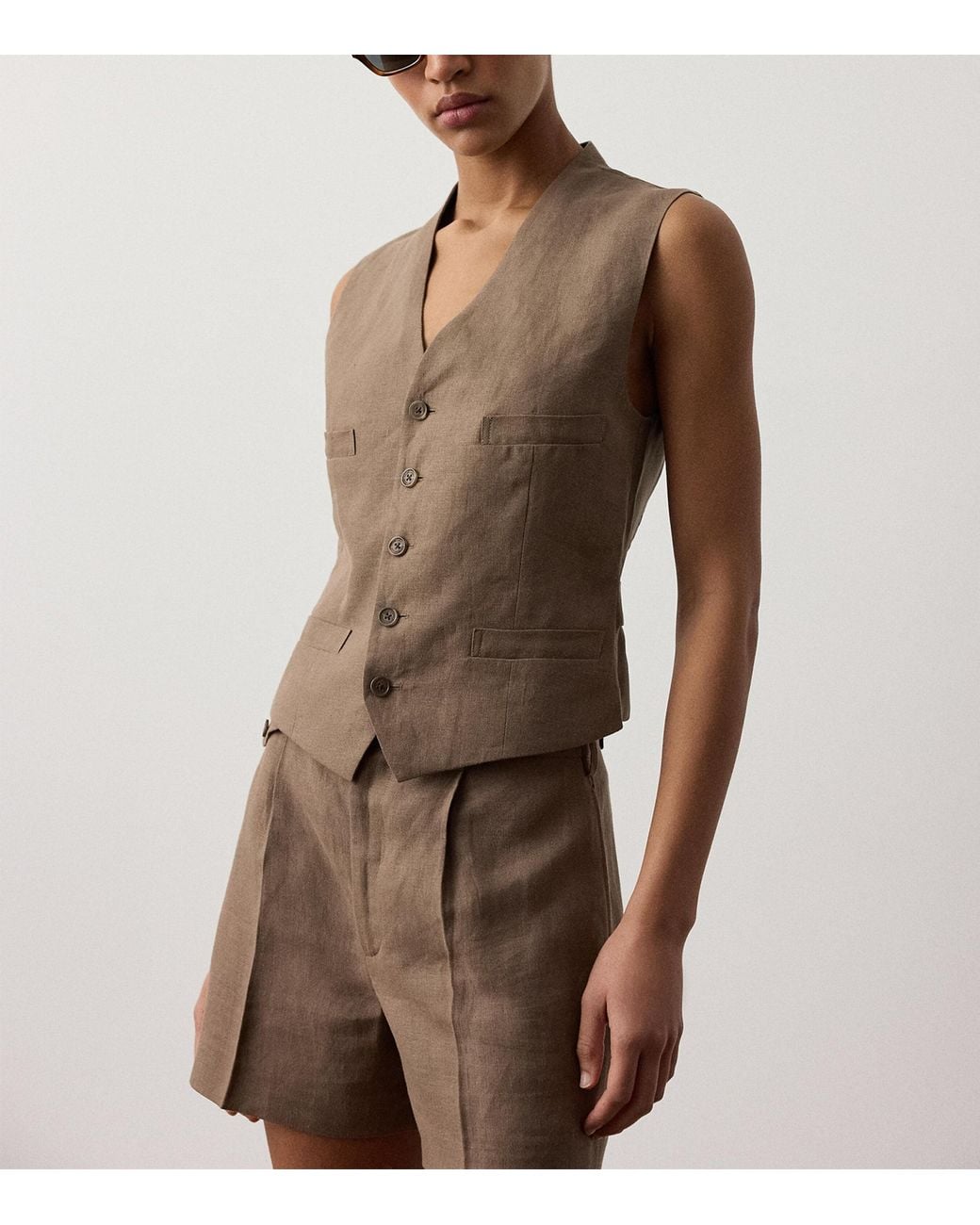 Ralph Lauren Brown Linen Jaiden Waistcoat