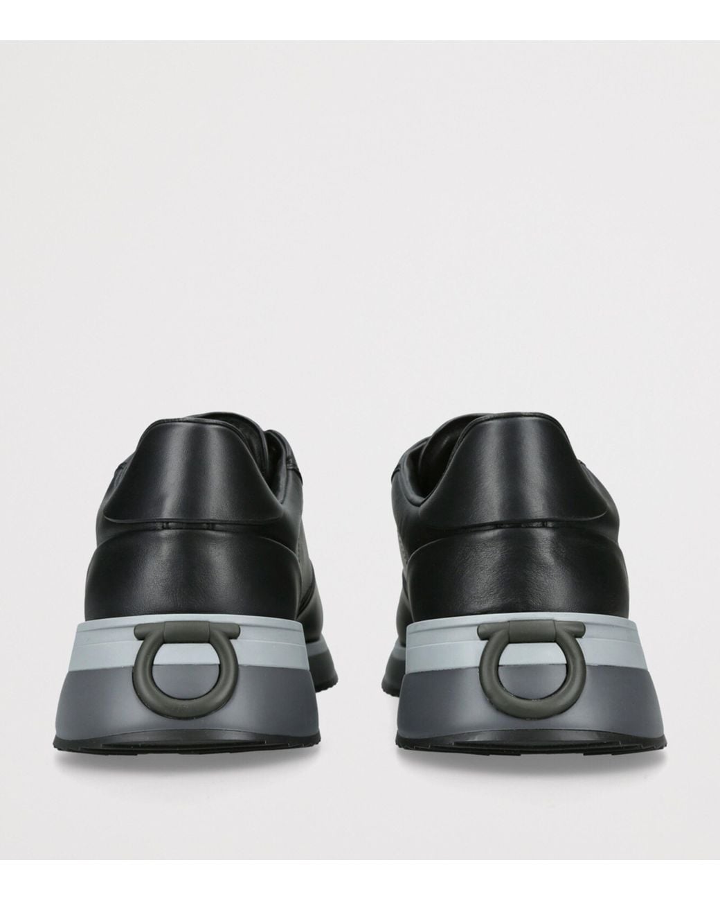 Ferragamo Black Leather Low-Top Sneakers for men