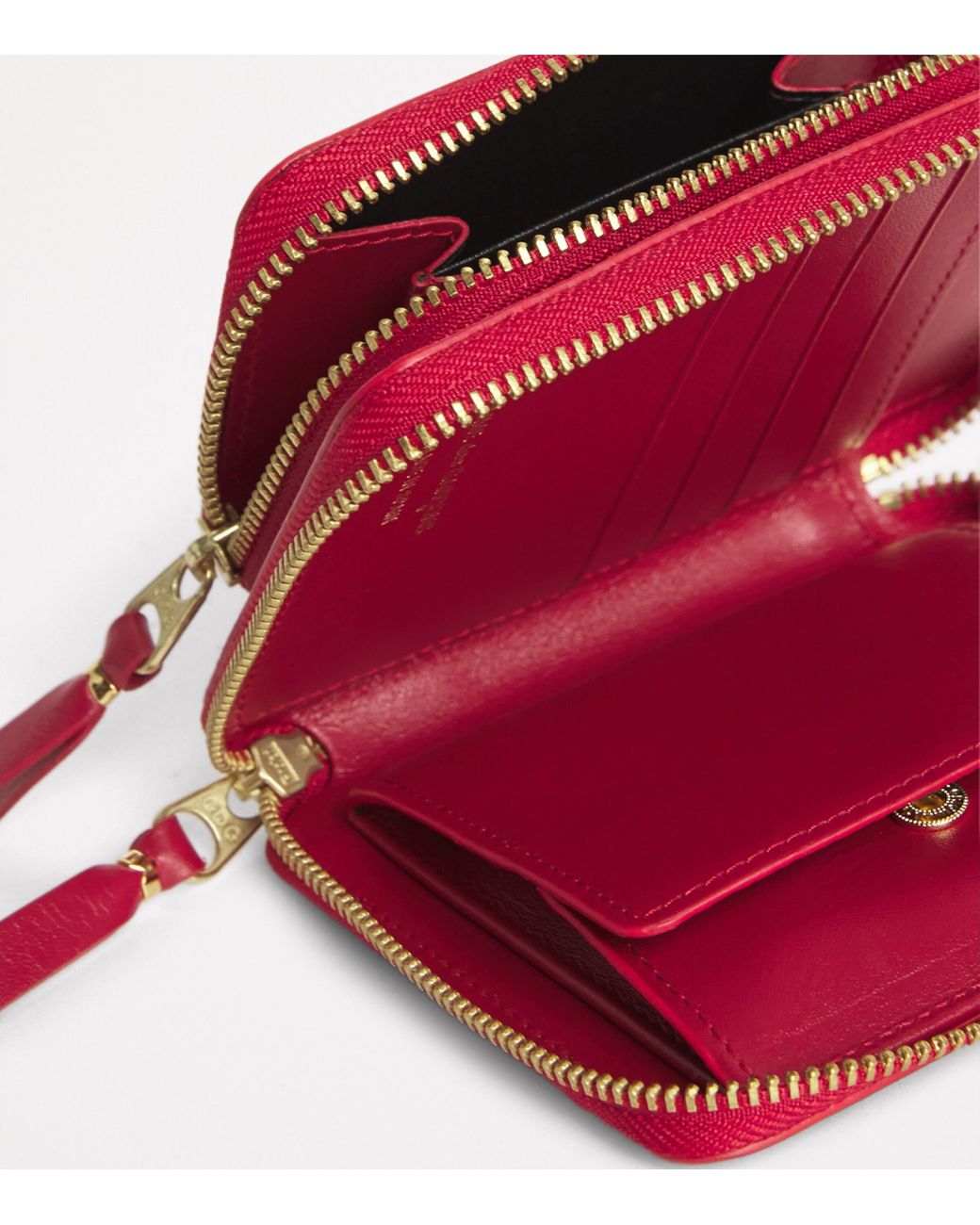 Comme des Garçons Red Leather Zipped Wallet for men