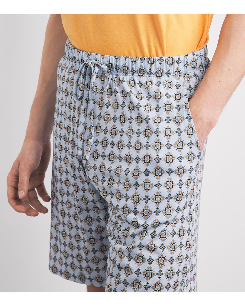Hanro Blue Cotton Night & Day Shorts for men