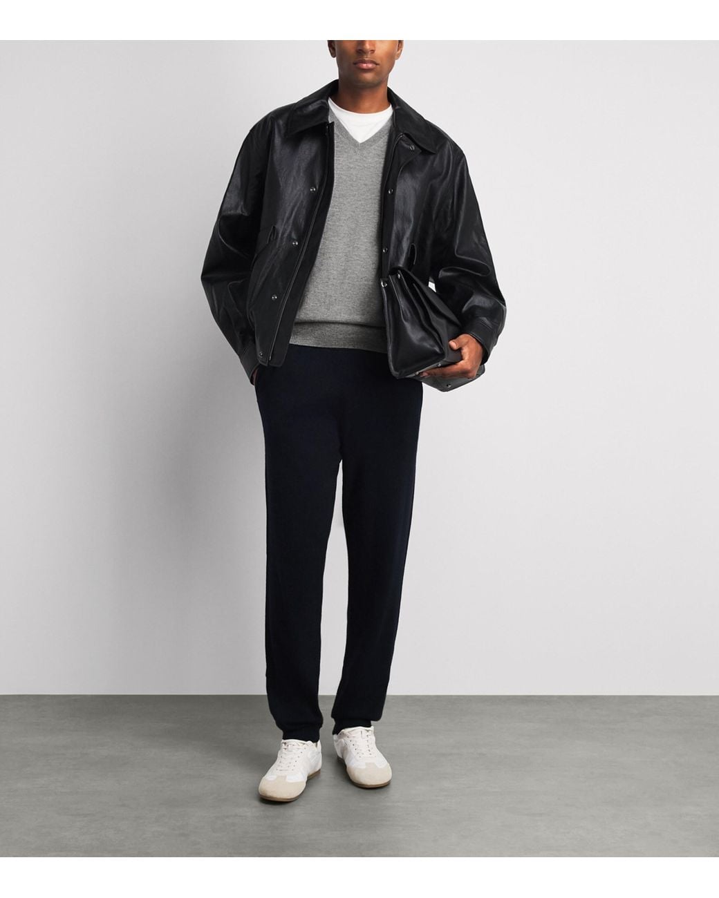 Allude Gray Cashmere V-Neck Sweater for men