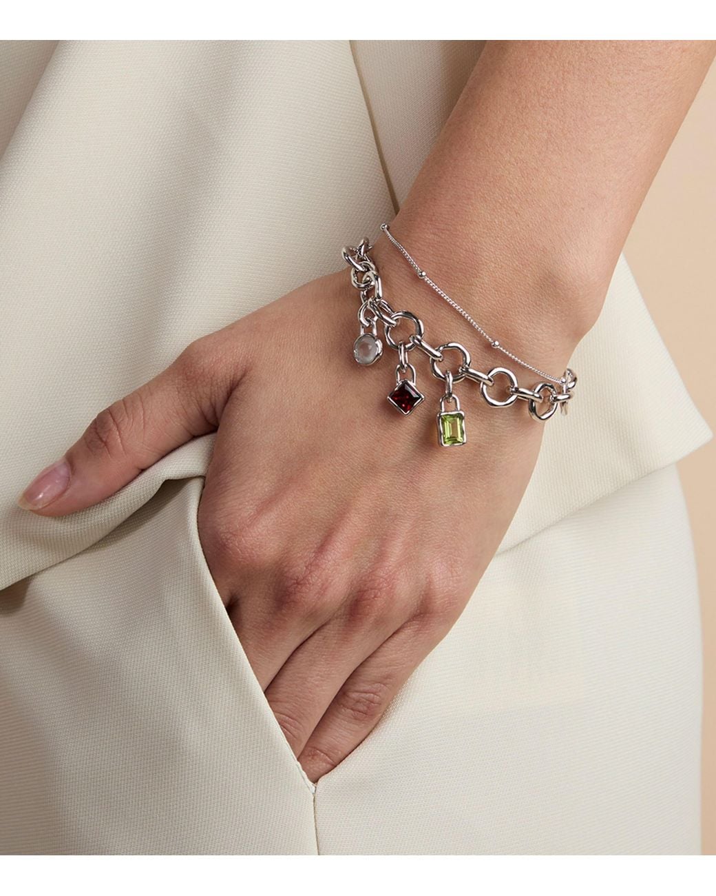 Astrid & Miyu White Rhodium-Plated January Birthstone Charm
