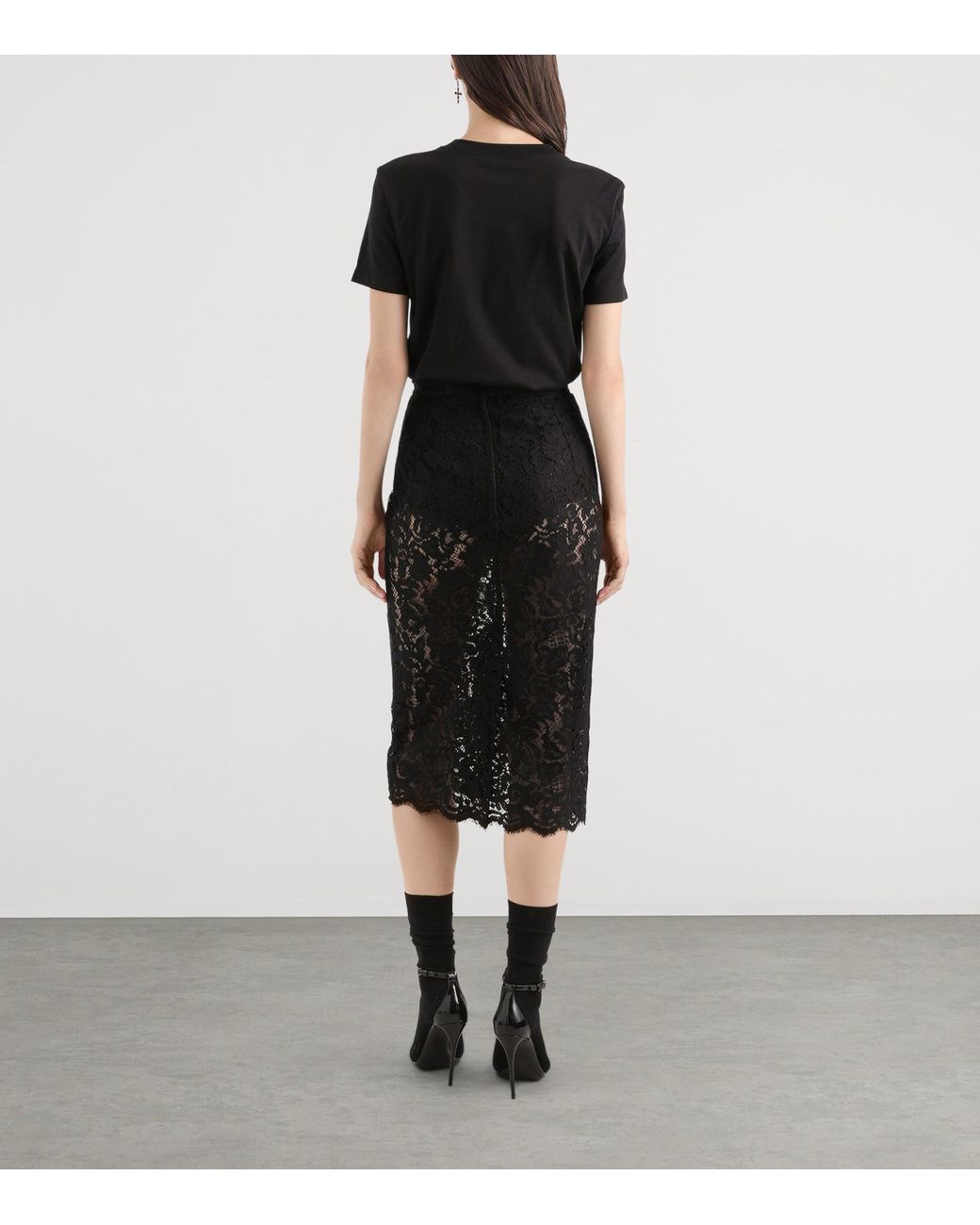 Dolce & Gabbana Black Cotton Embroidered Logo T-Shirt