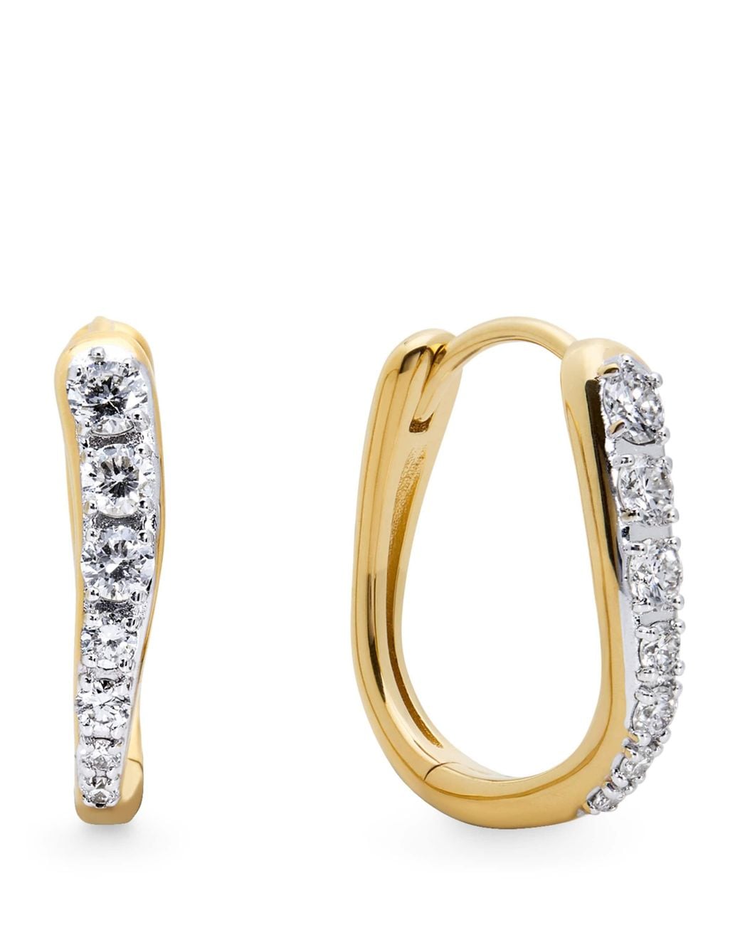 Monica Vinader Metallic Small Vermeil And Diamond Riva Hoop Earrings