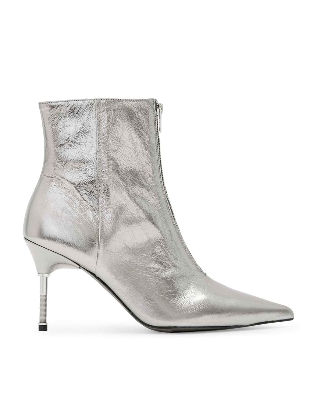 AllSaints Gray Metallic Natasha Ankle Boots 88
