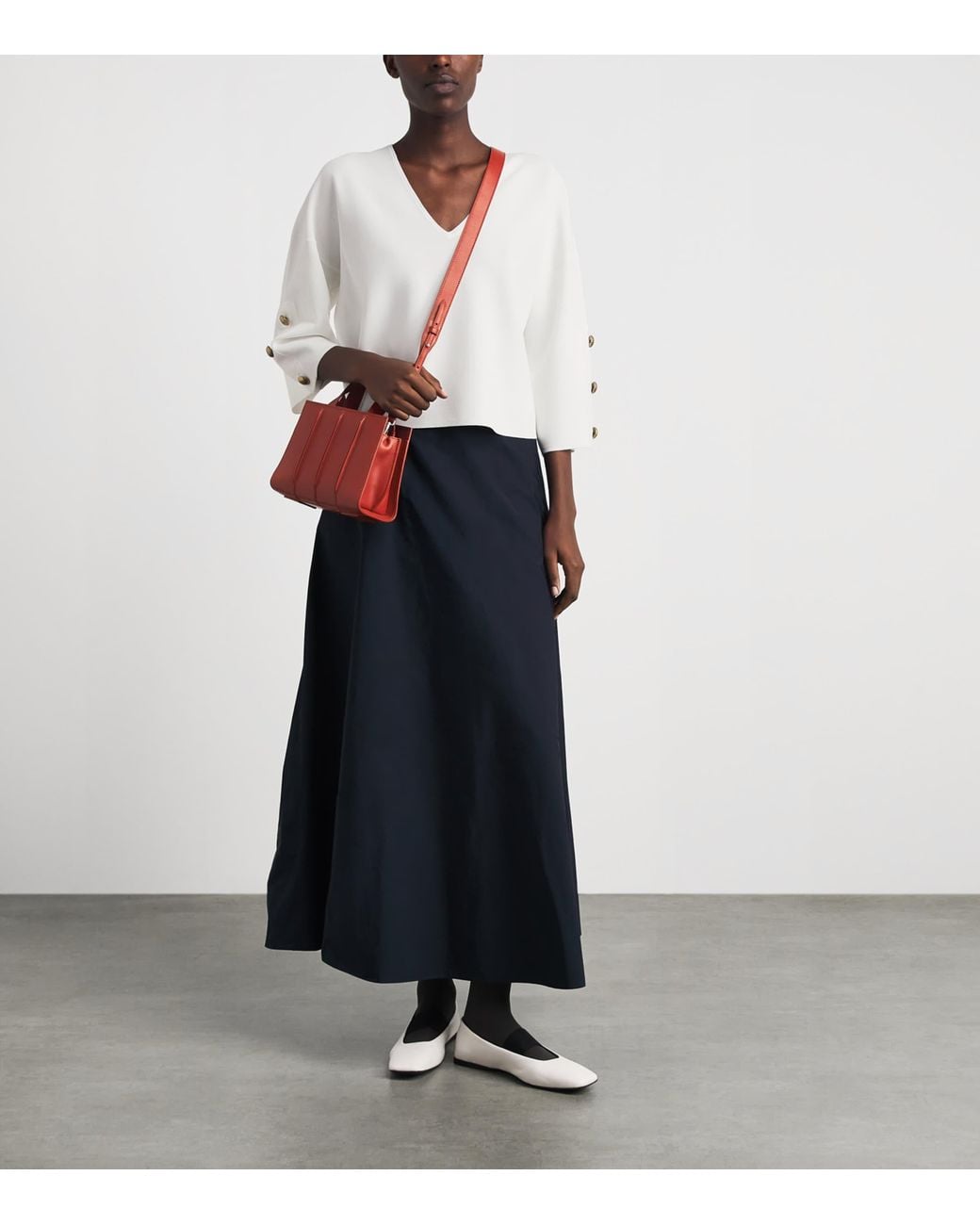 Max Mara White V-Neck Top
