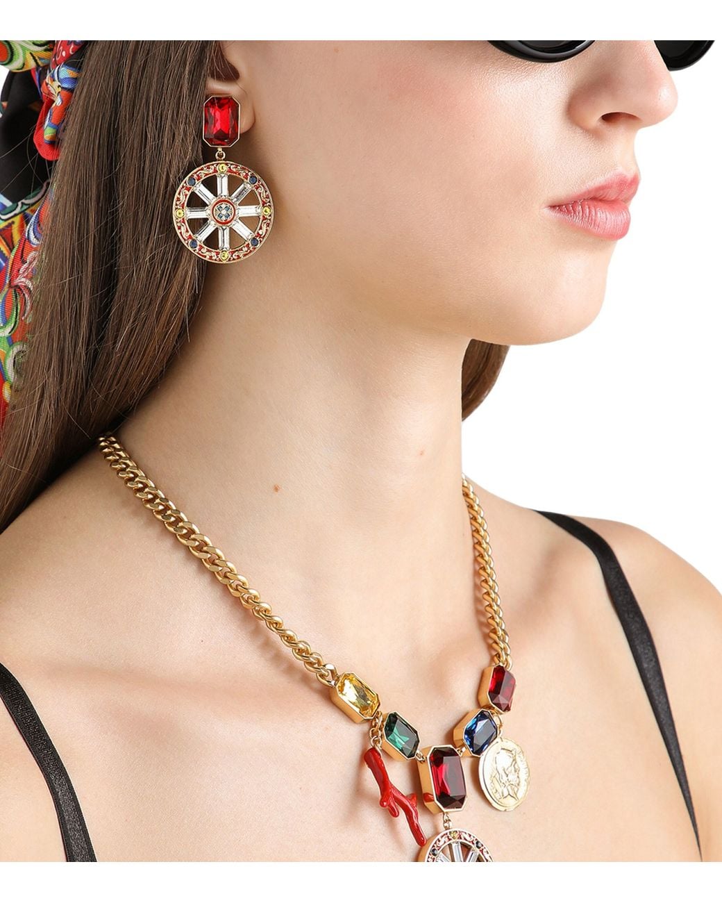 Dolce & Gabbana Brown Carretto Wheel Clip-On Earrings