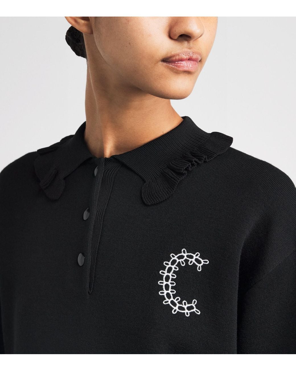 Claudie Pierlot Black Lace-Trim Sweater Mini Dress