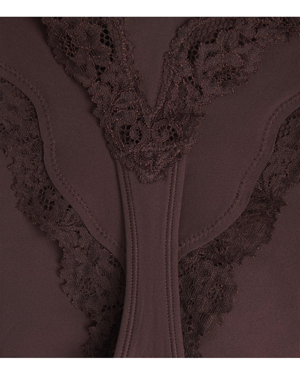 Skims Brown Lace-Trim Fits Everybody Bodysuit