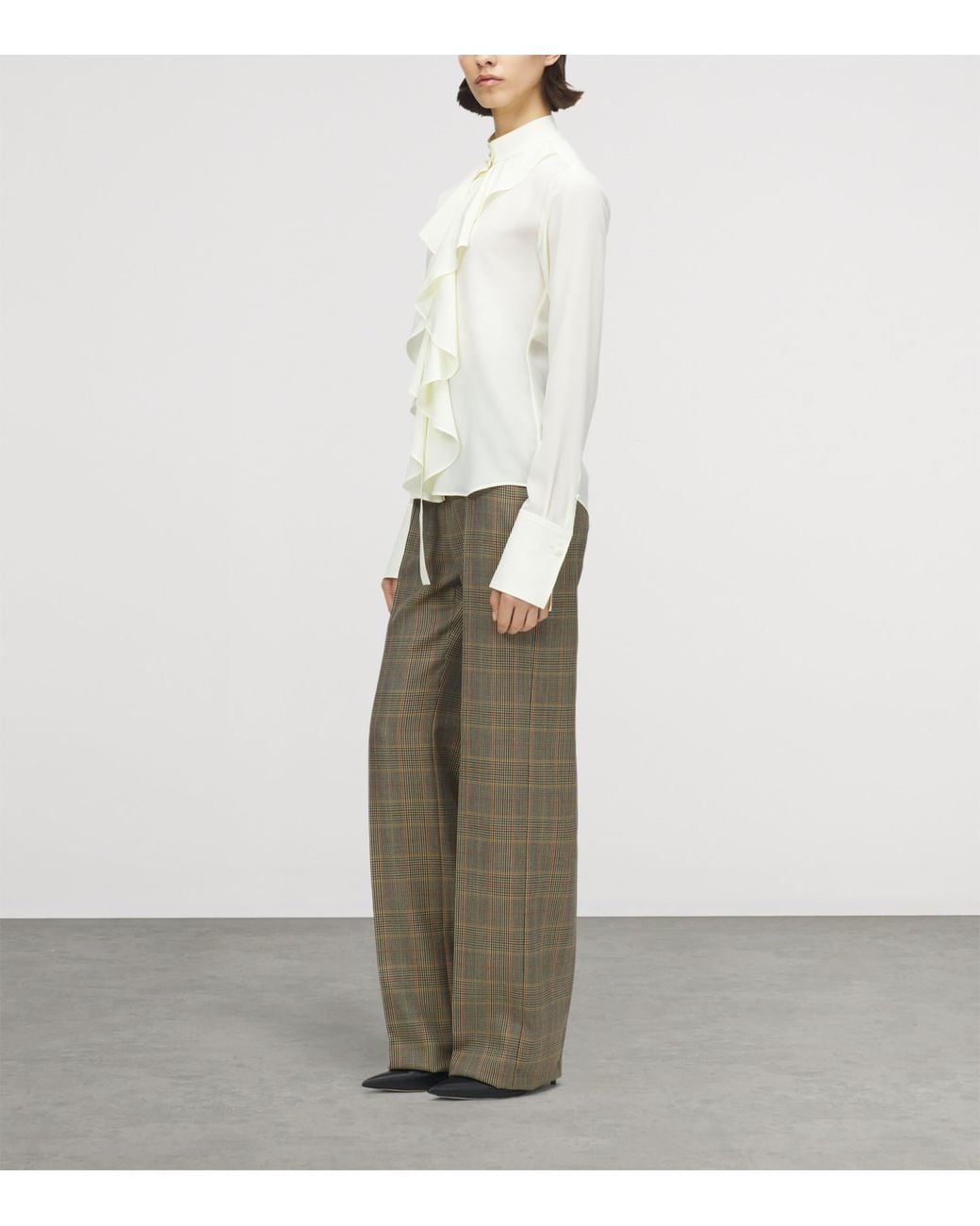 McQueen White Silk Ruffle Blouse