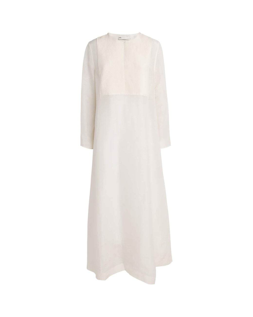 Tory Burch White Linen-Silk Pleated Midi Kaftan