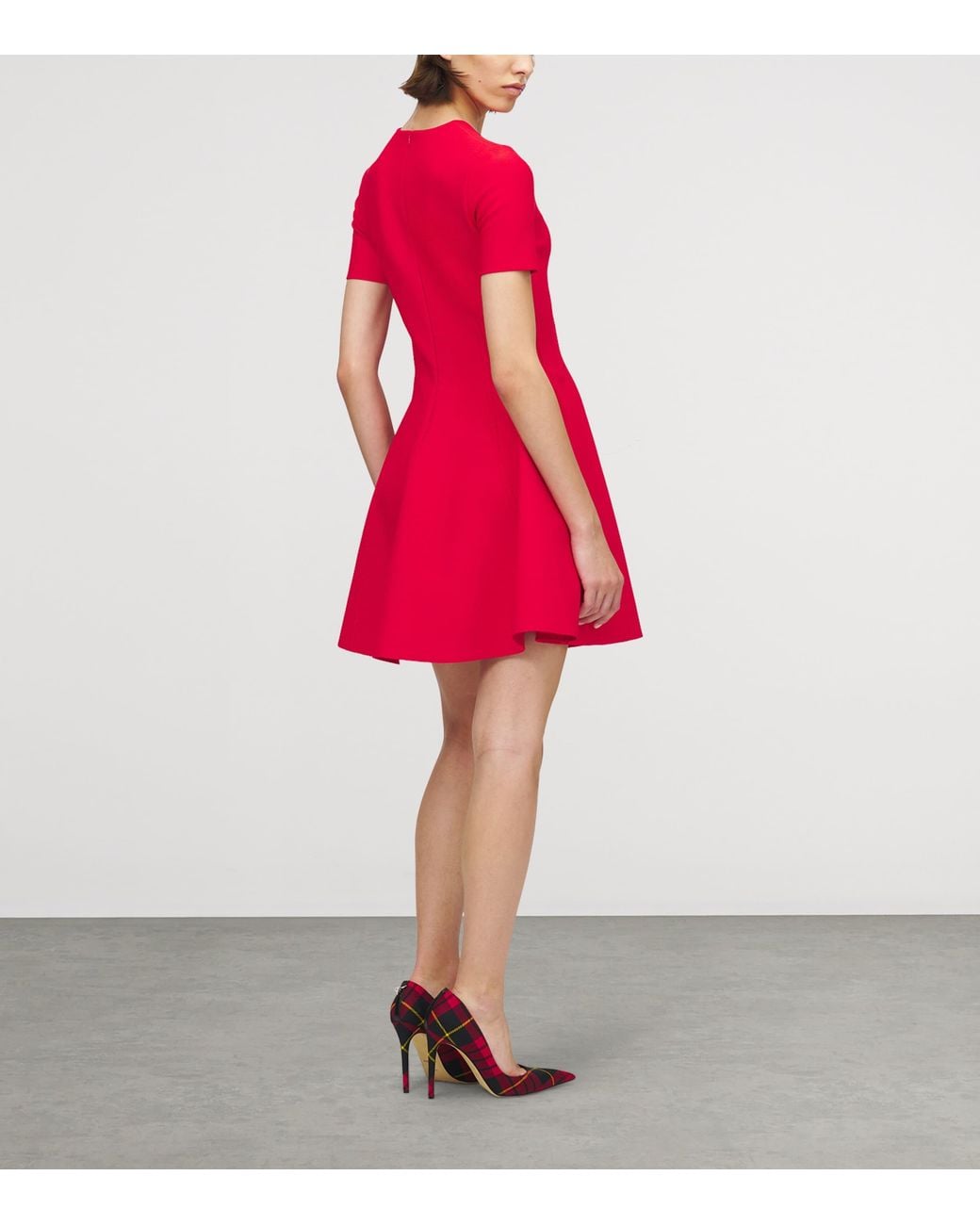 McQueen Red Short-Sleeve Mini Dress