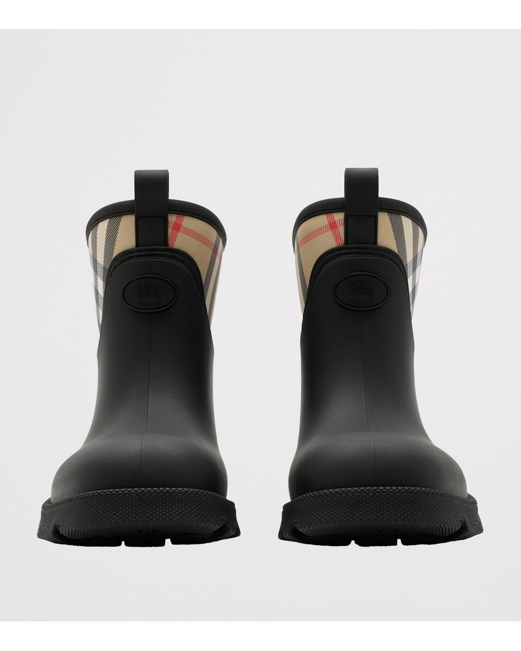 Burberry Black Rubber Nova Check Rain Boots