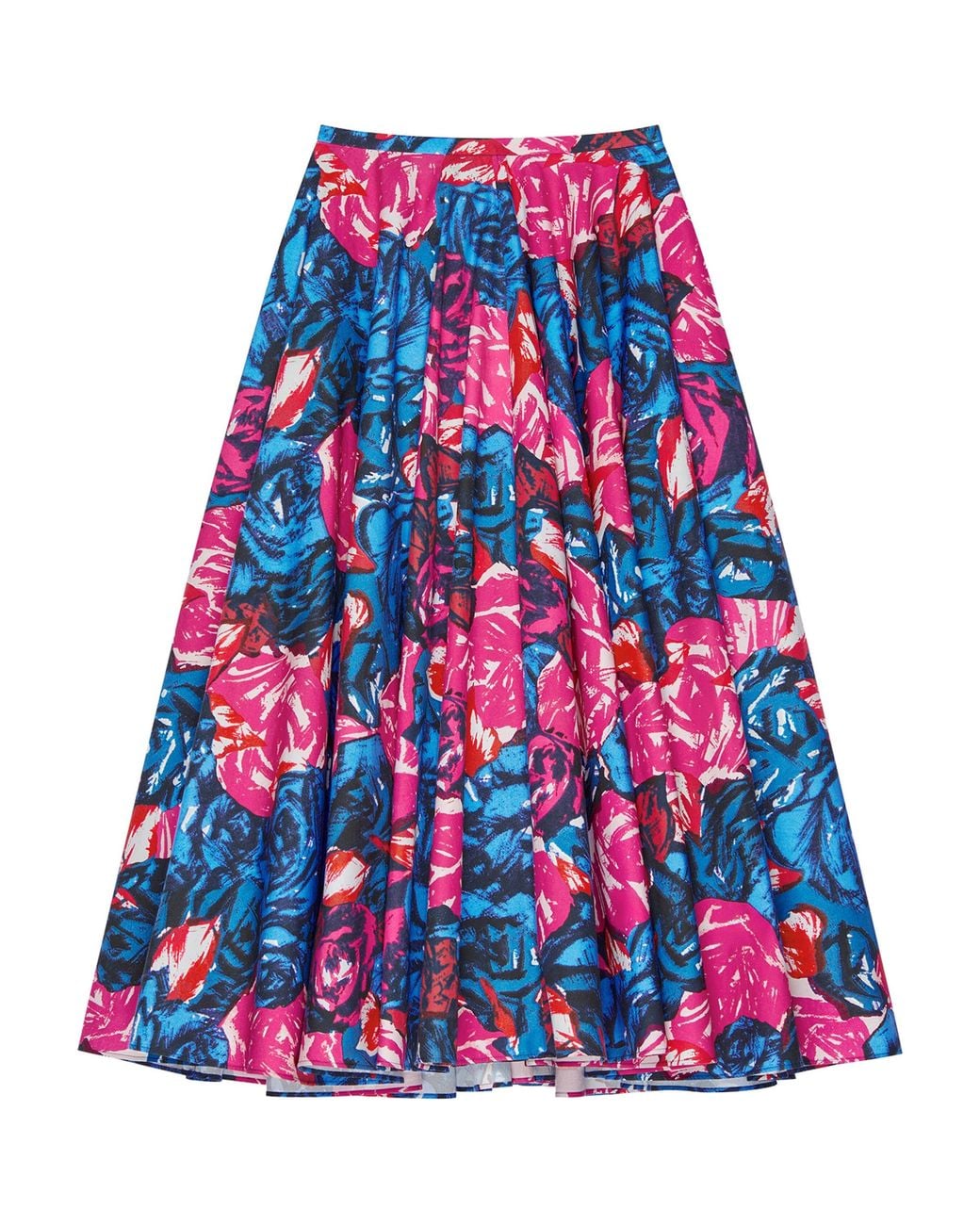 Givenchy Blue Cotton Floral Midi Skirt