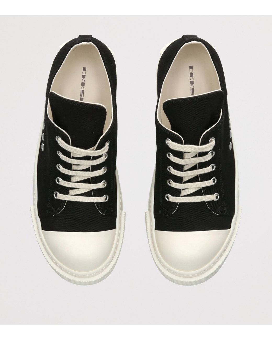 Rick Owens Black Canvas Eyelet Drkshdw Low-Top Sneakers for men