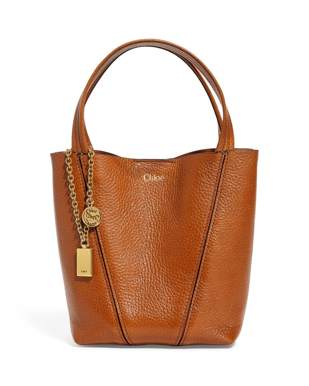 Chloé Brown Small Calfskin Spin Tote Bag