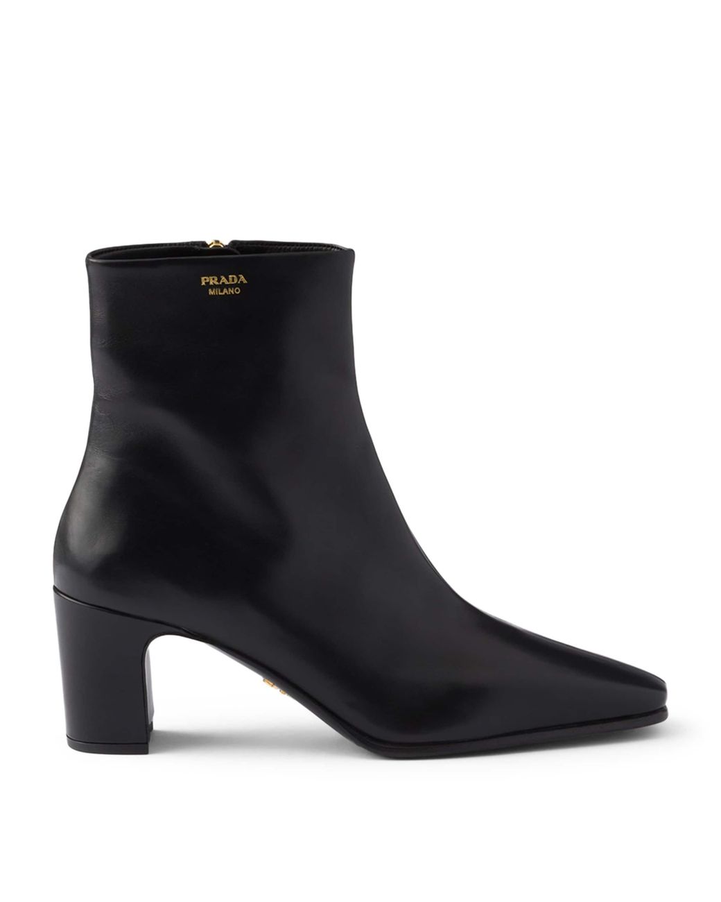 Prada Black Leather Heeled Booties Ankle Boots 65