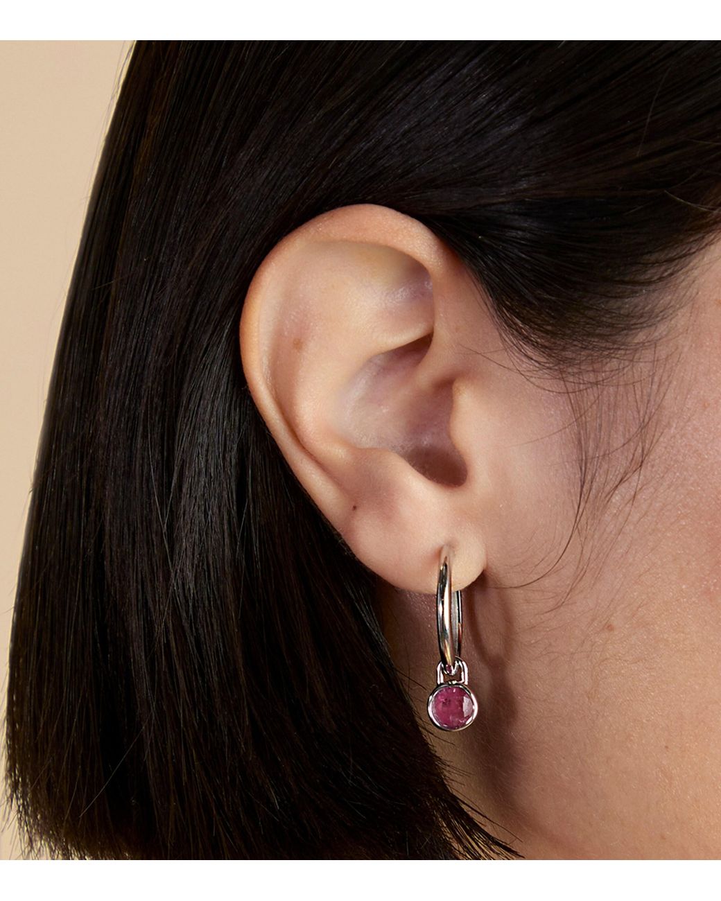 Astrid & Miyu Pink Rhodium-Plated October Birthstone Charm