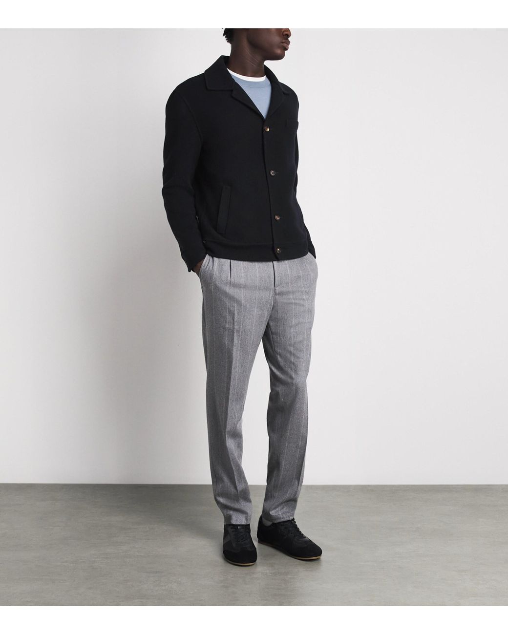 Eleventy Black Wool Overshirt for men