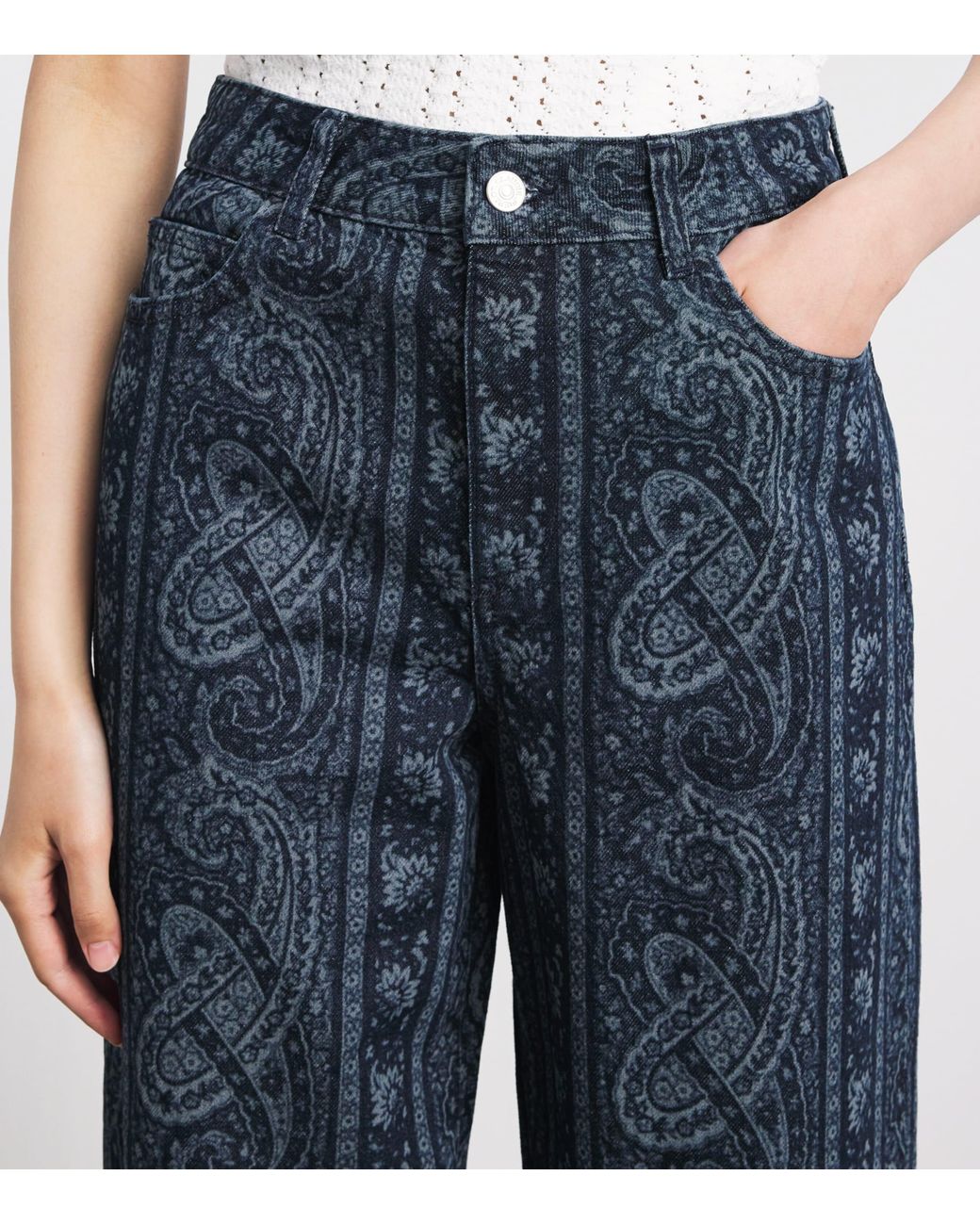 Claudie Pierlot Blue Paisley Straight Jeans