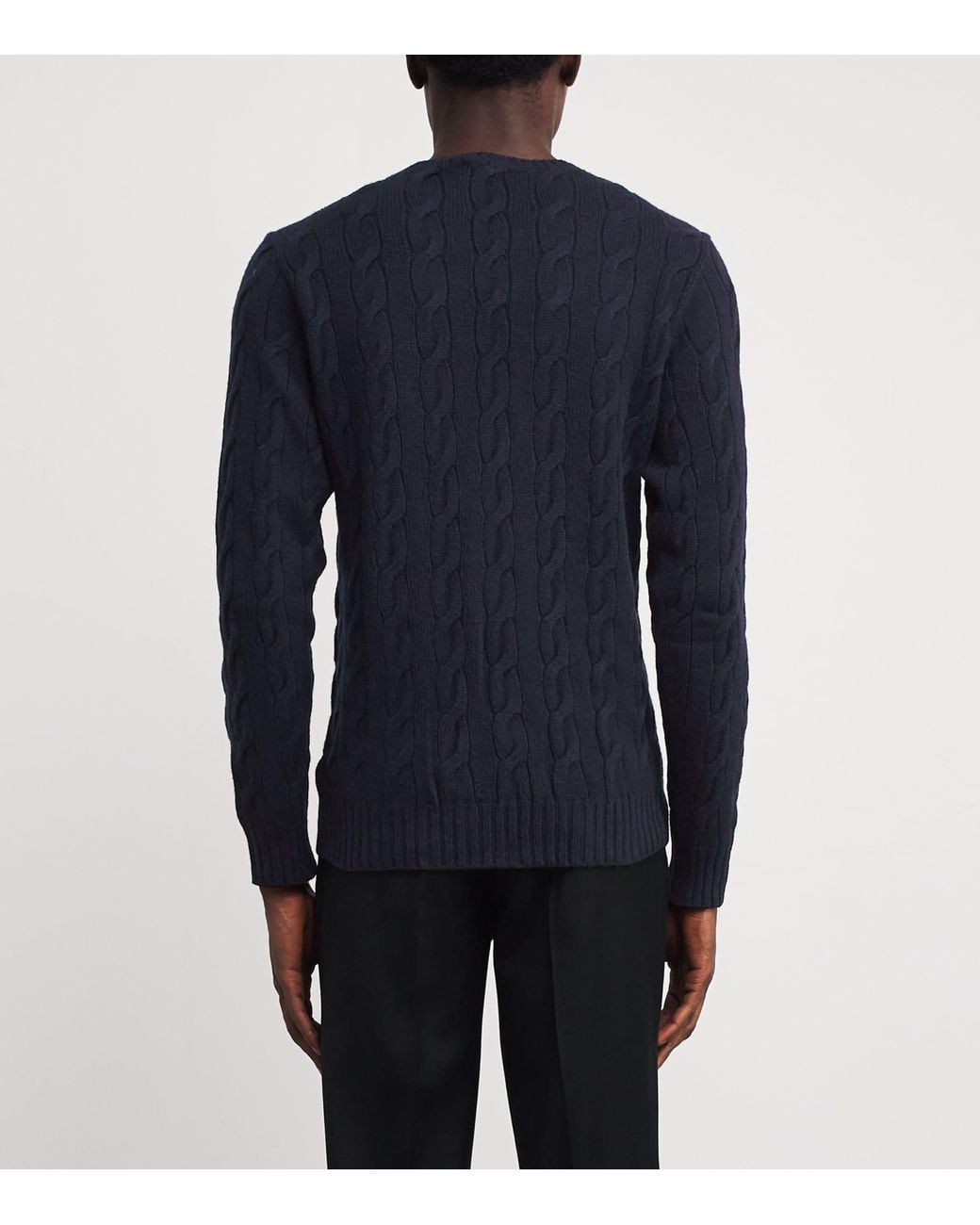 Ralph Lauren Blue Cashmere Cable-Knit Sweater for men