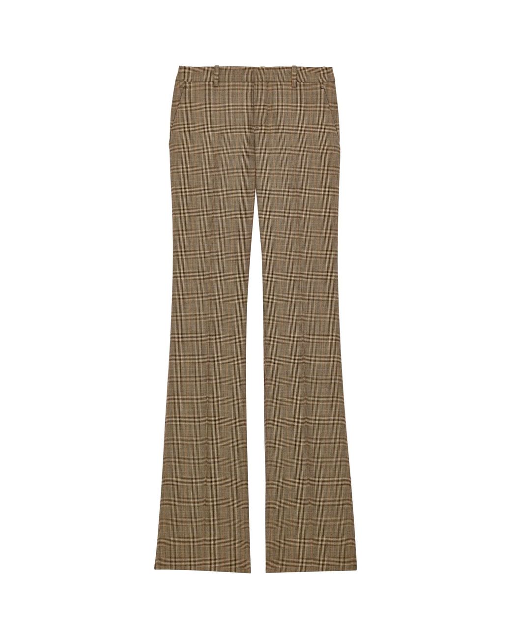 Saint Laurent Gray Wool Check Flared Trousers