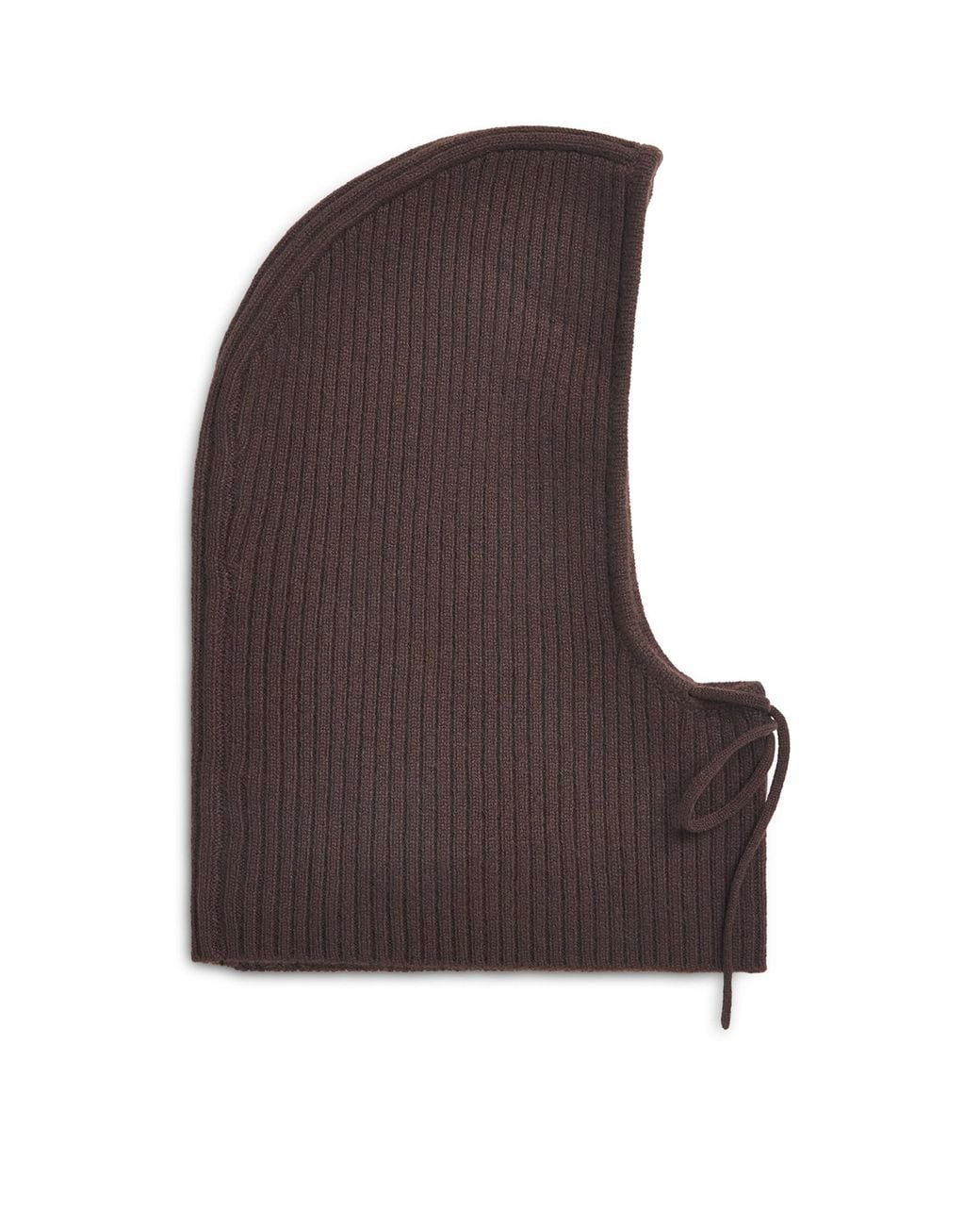 Yves Salomon Brown Cashmere Ribbed Balaclava