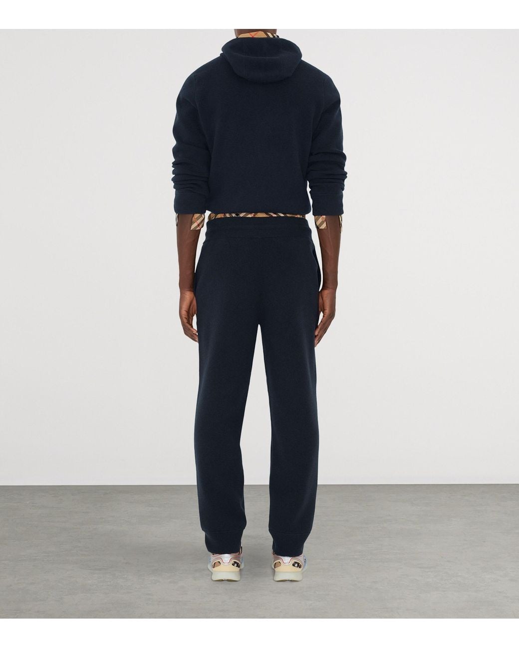Burberry Blue Cashmere-Blend Logo Sweatpants for men
