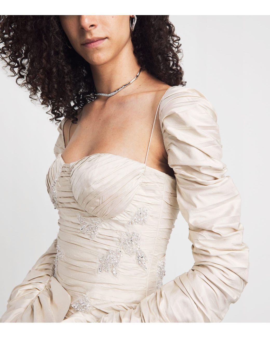 Sandra Mansour Natural Silk Embellished Daydream Gown