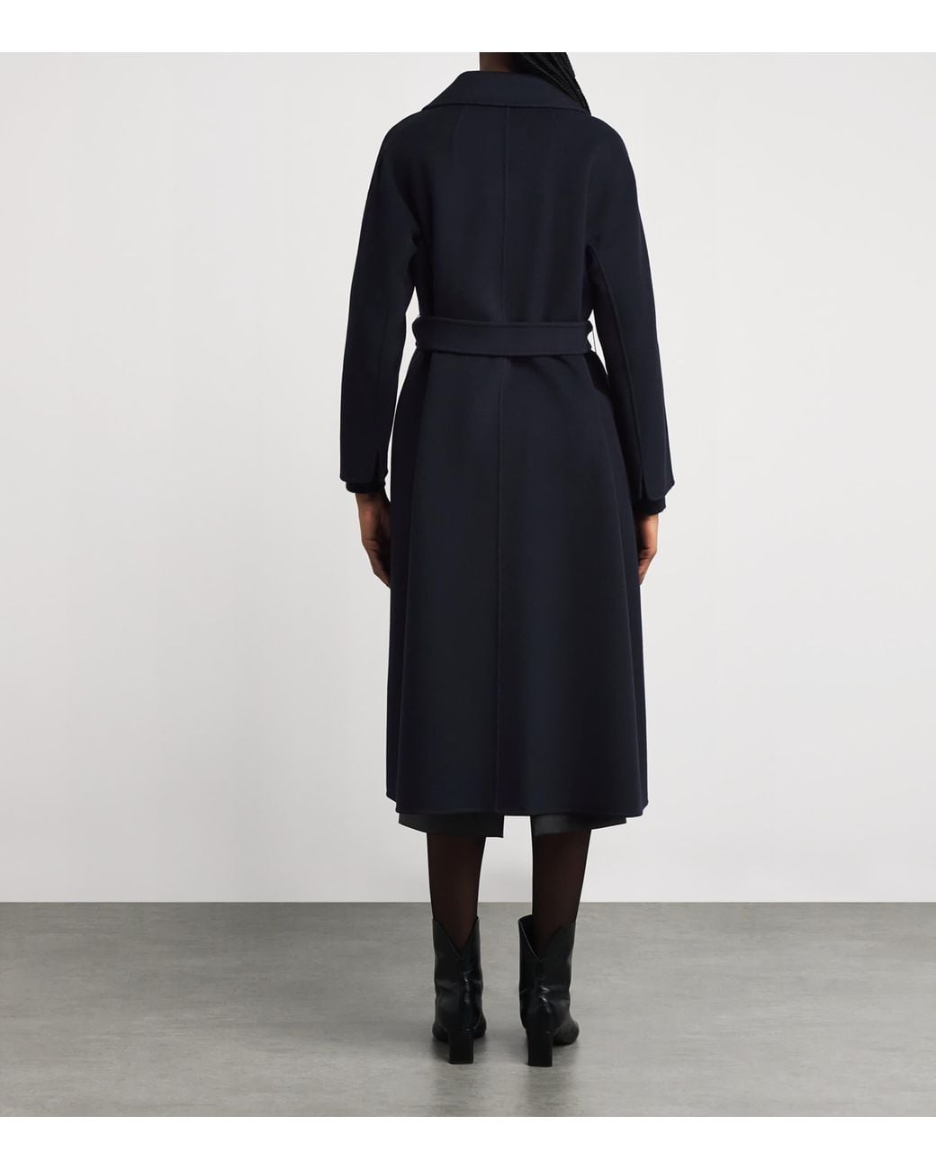 Max Mara Blue Virgin Wool Midi Wrap Coat