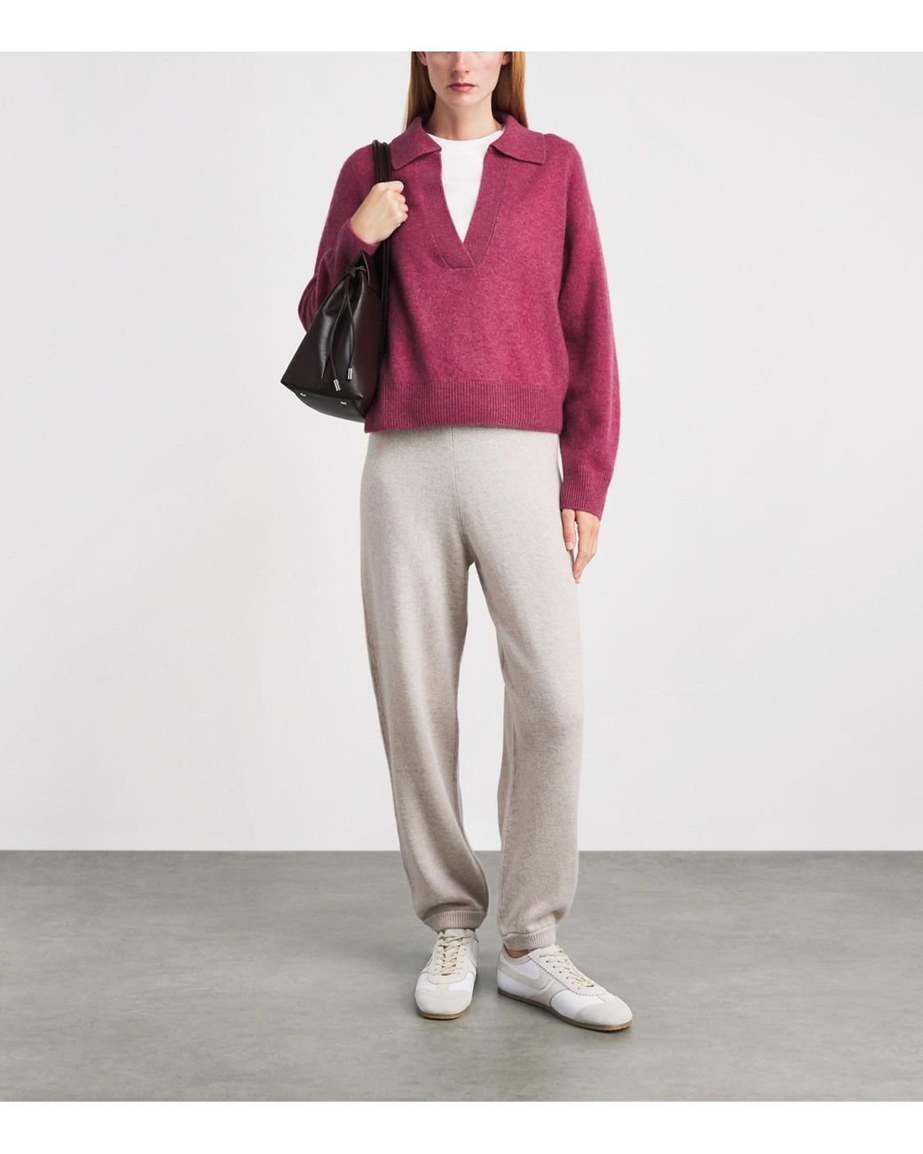 LeKasha Pink Organic Cashmere Jacksob Polo Sweater