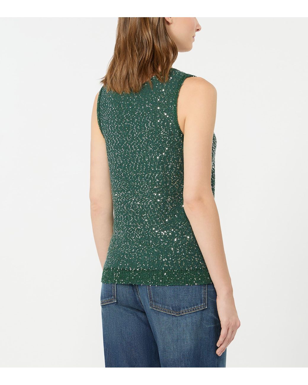 Weekend by Maxmara Green Knitted Sequin Tank Top