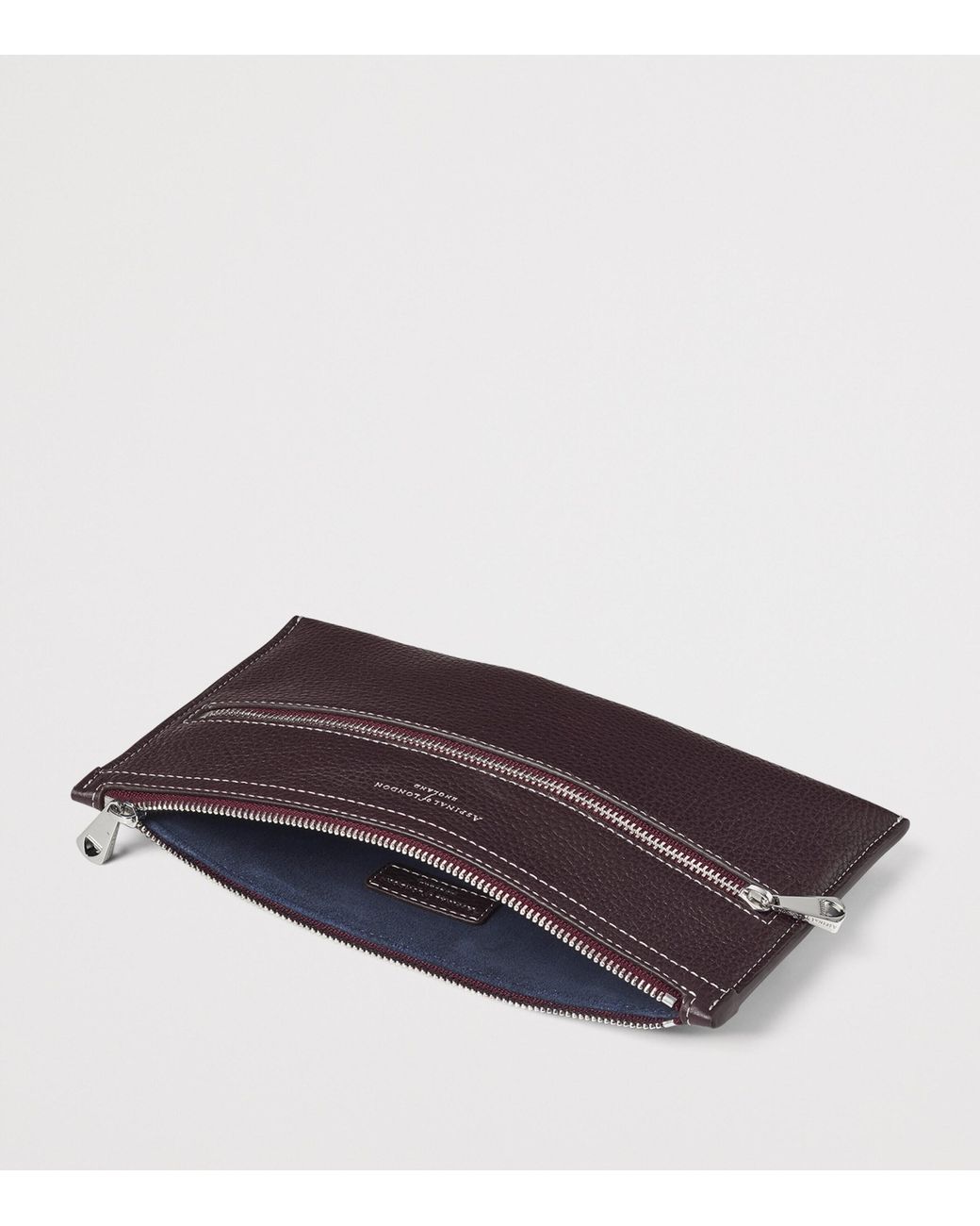 Aspinal Purple Grained Leather Hudson Travel Pouch for men