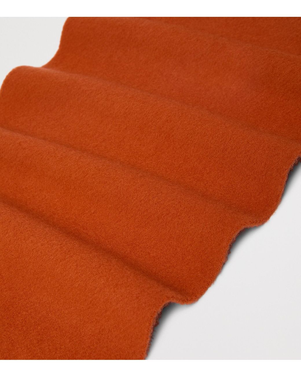 Max Mara Orange Wool Fringed Logo Scarf
