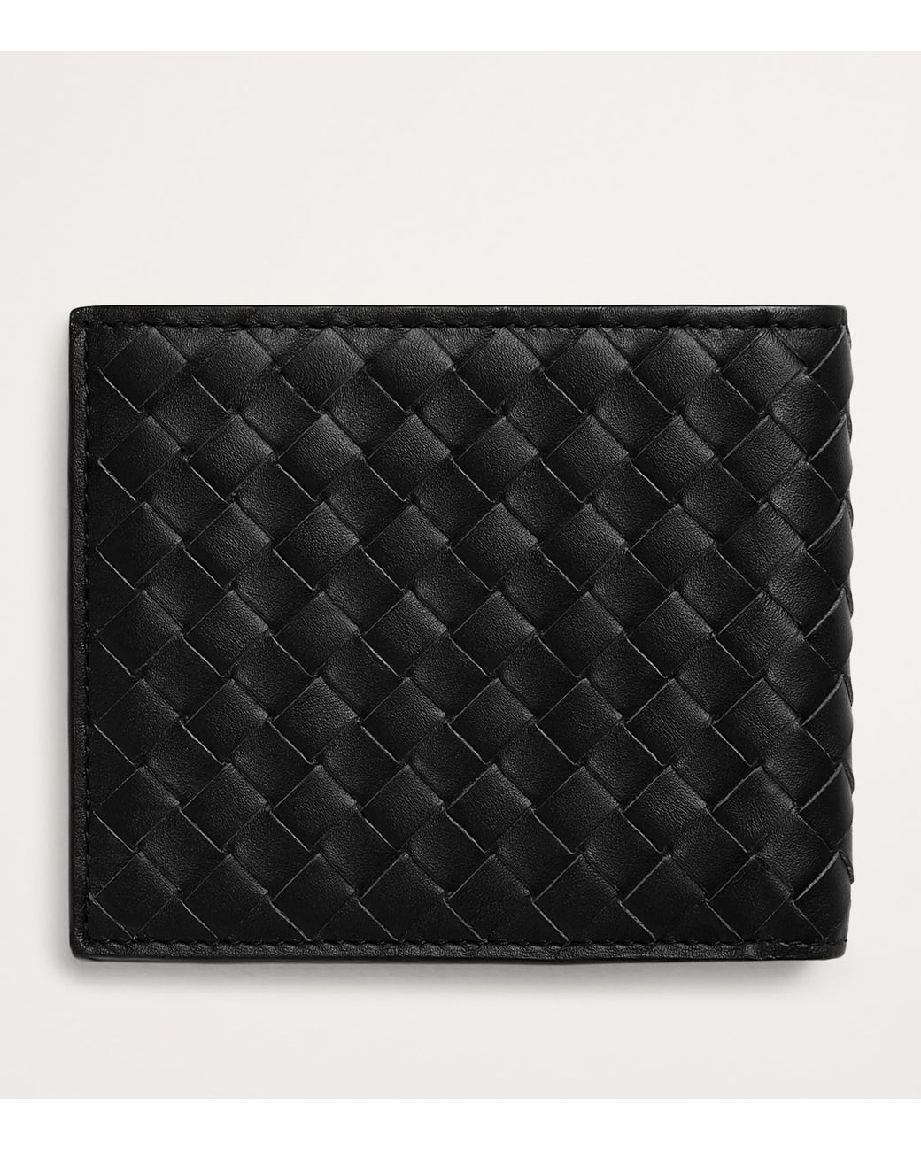 Bottega Veneta Black Leather Intrecciato Bifold Wallet for men