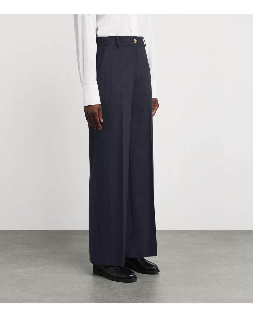 Sandro Blue Wool-Blend Straight Leg Trousers