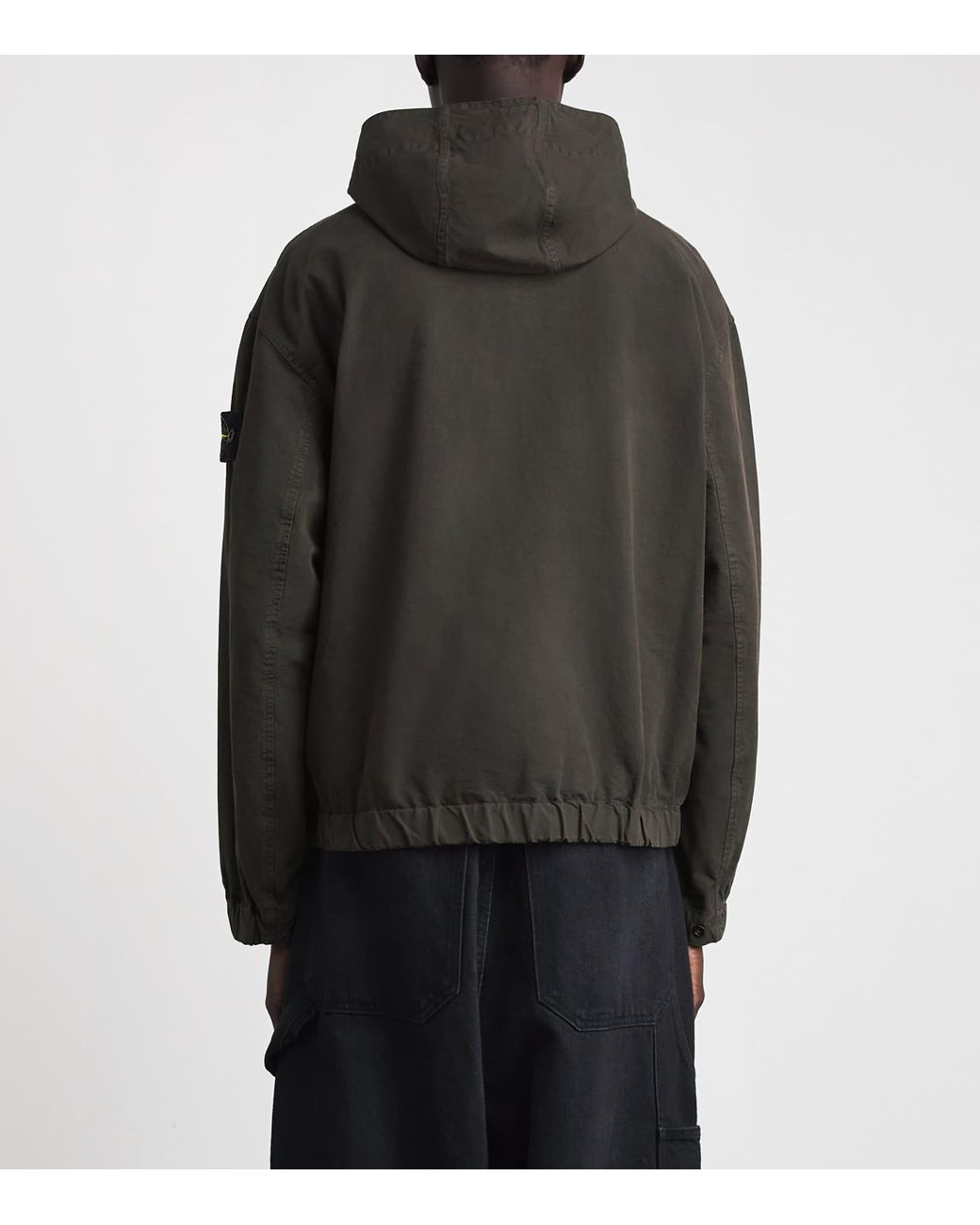 Stone Island Black Organic Cotton Ripstop Hooded Overshirt for men