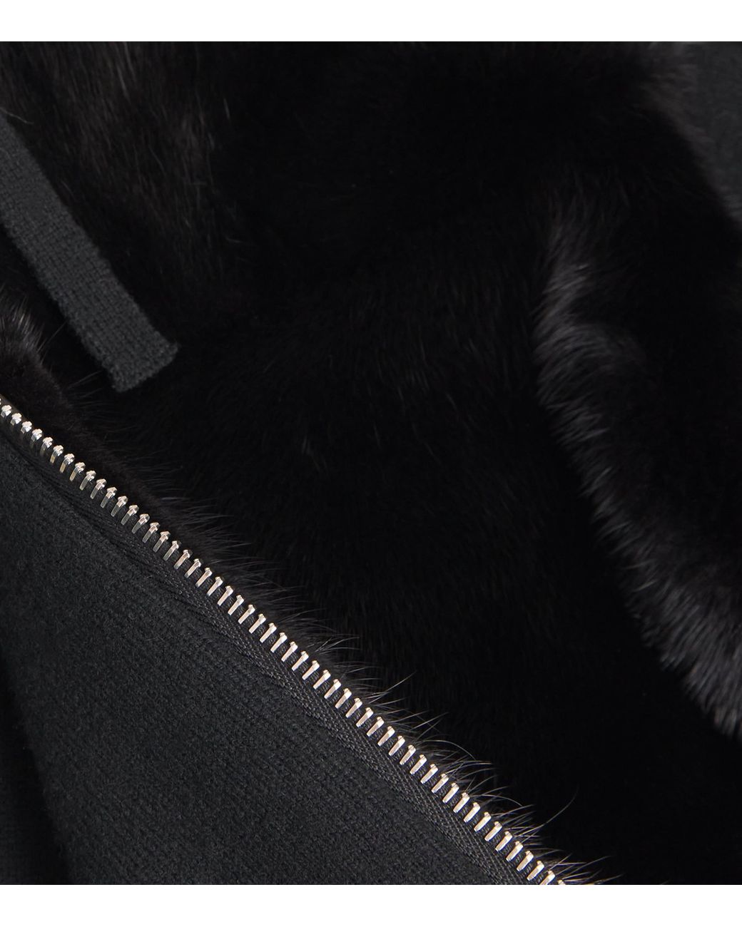 Yves Salomon Black Mink-Wool-Silk Zip-Up Hoodie