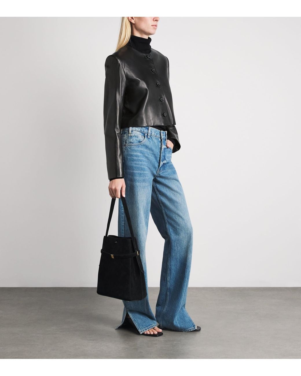 Brandon Maxwell Black Ryder Leather Jacket