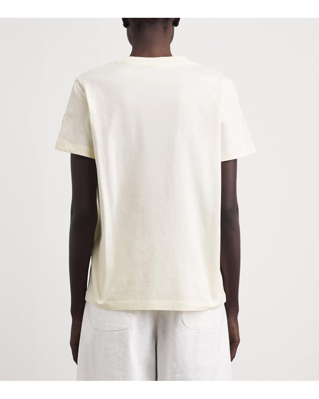 Moncler White Cotton Logo Embroidered T-Shirt
