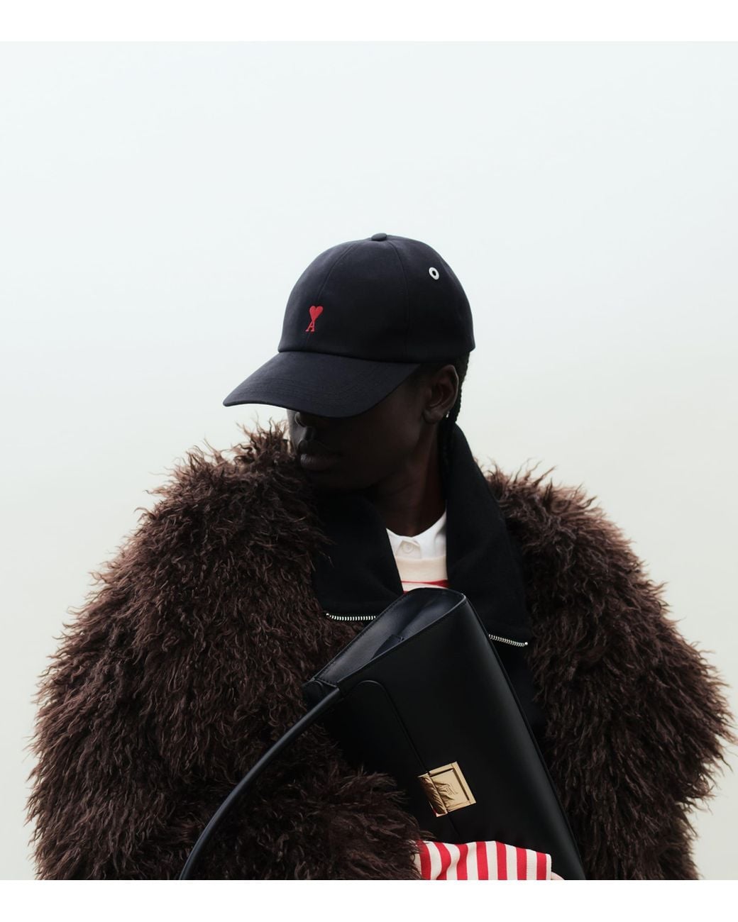 AMI Black Embroidered Logo Baseball Cap