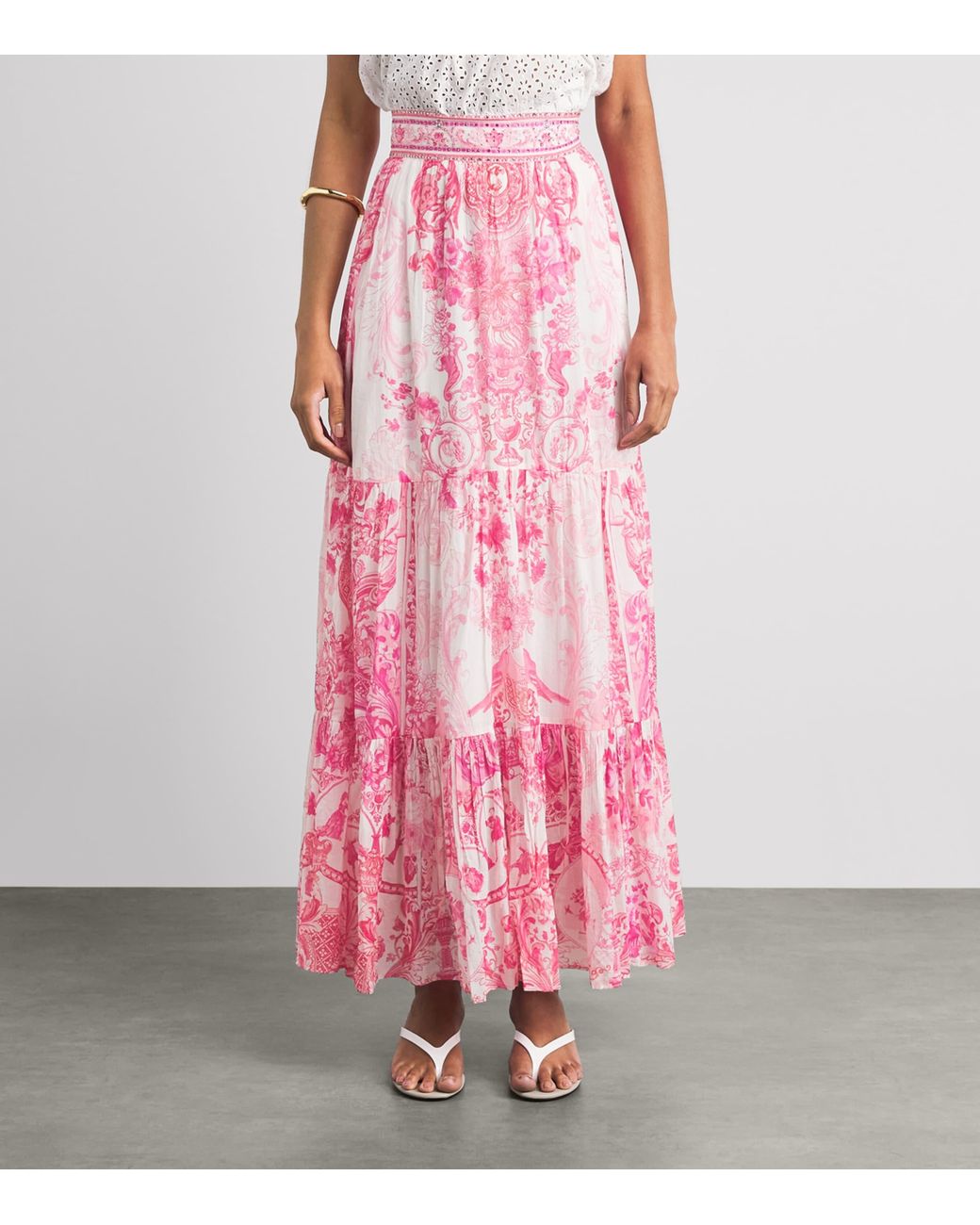 Camilla Pink Embellished Printed Maxi Skirt