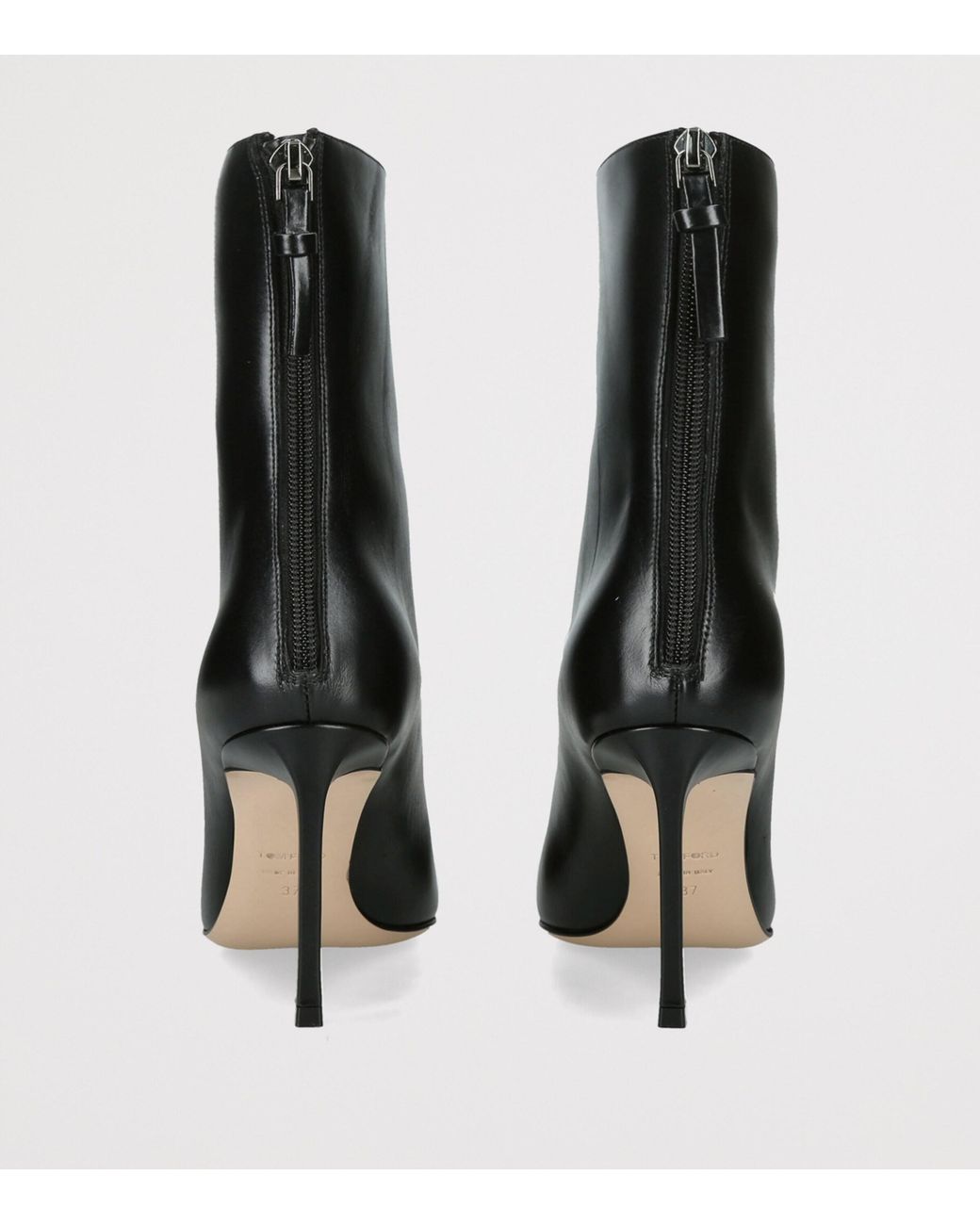 Tom Ford Black Leather Heeled Ankle Boots 85