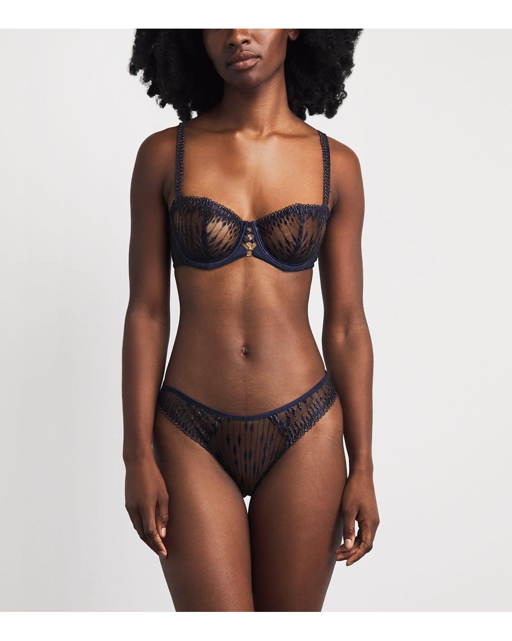 Aubade Blue Embroidered Voodoo Kiss Half-Cup Bra