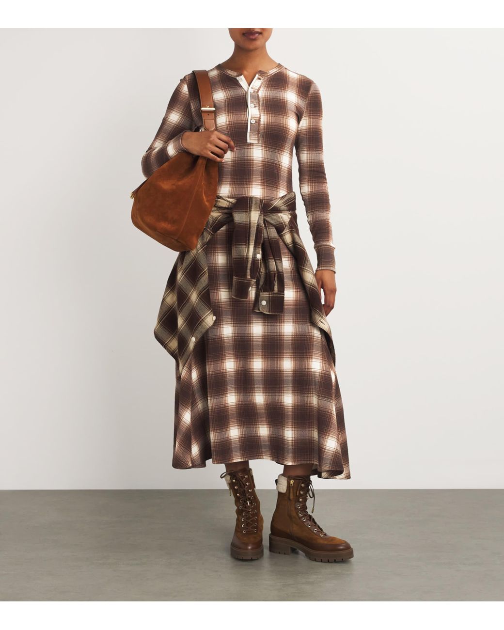 ralph lauren waffle knit henley dress Polo Waffle-Knit Maxi in Brown Back: zipper closure