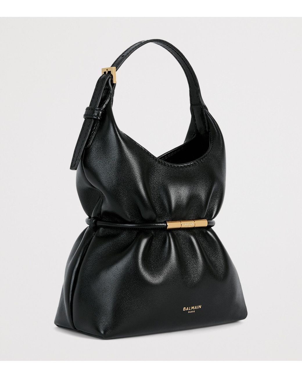 Balmain Black Mini Leather Sphynx Shoulder Bag